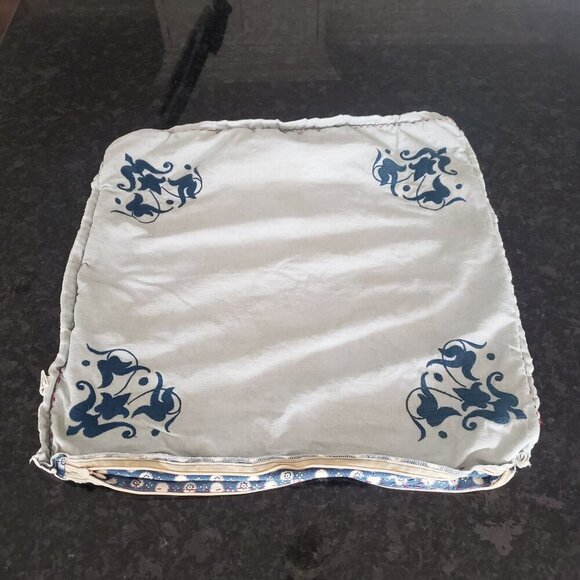 Anthropologie Embroidered Cotton Indian Block Print Reversible Pillow Cover 20" - Picture 13 of 16